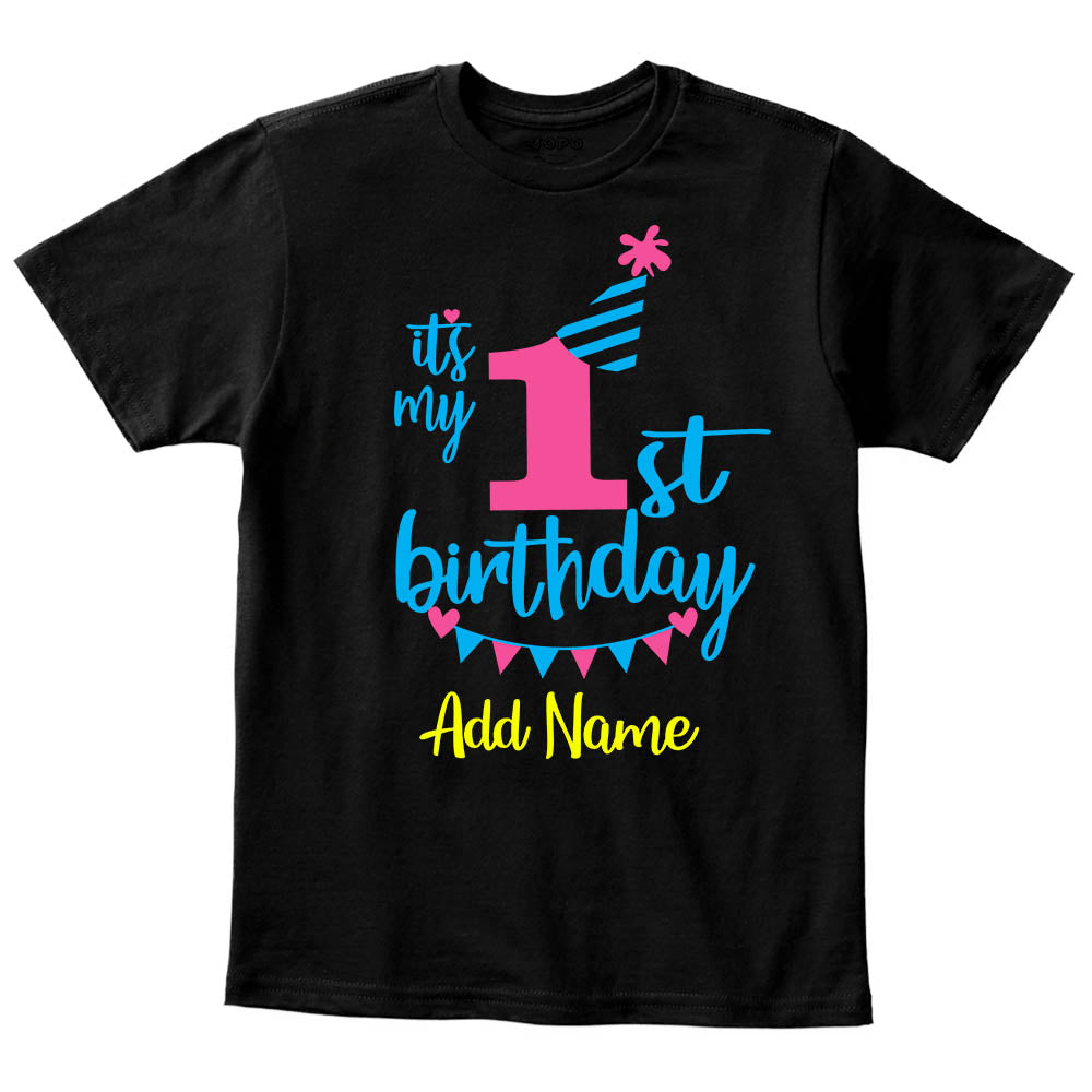 Happy 1st Birthday Custom Name Kids T-Shirt