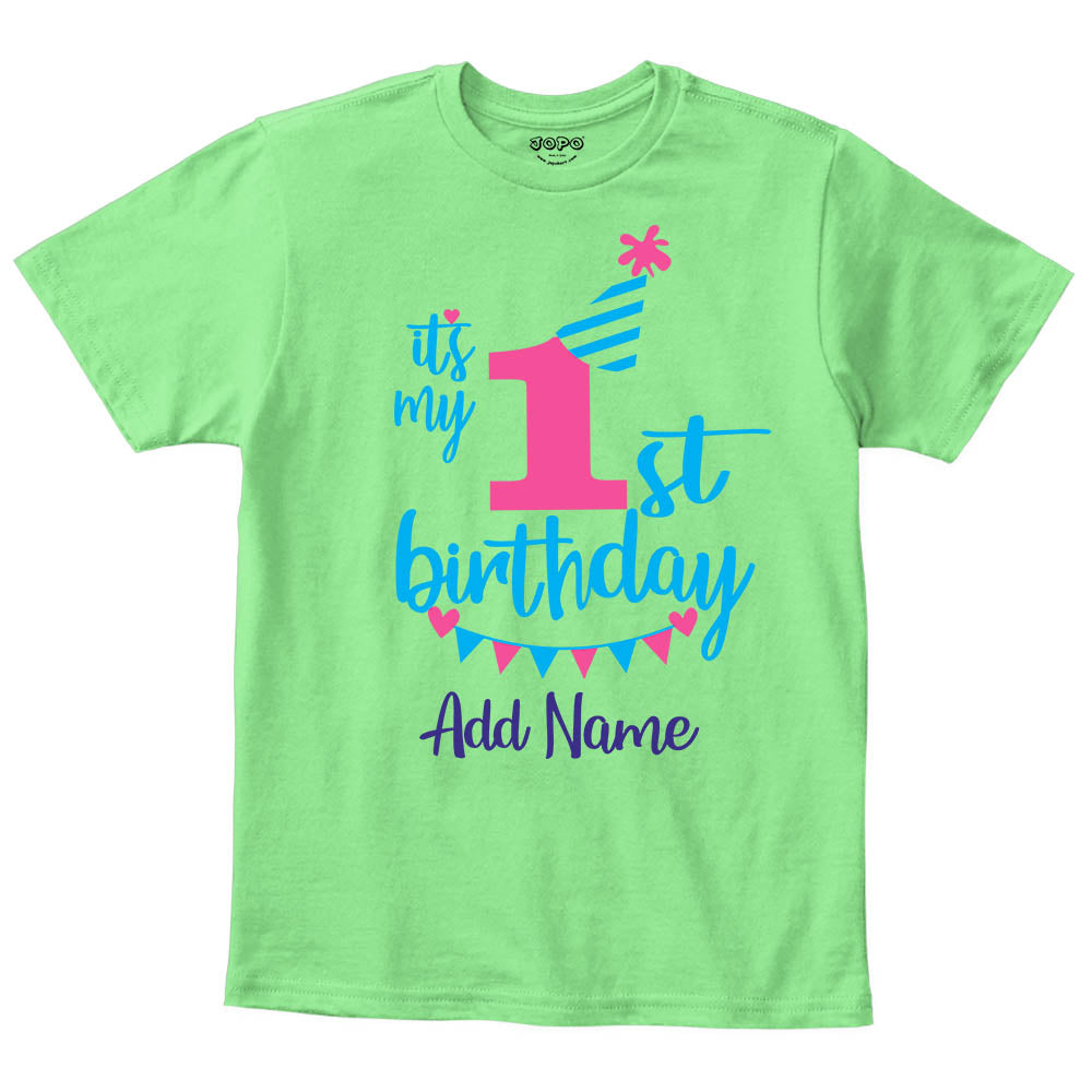 Happy 1st Birthday Custom Name Kids T-Shirt