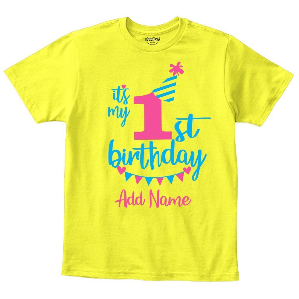 Happy 1st Birthday Custom Name Kids T-Shirt