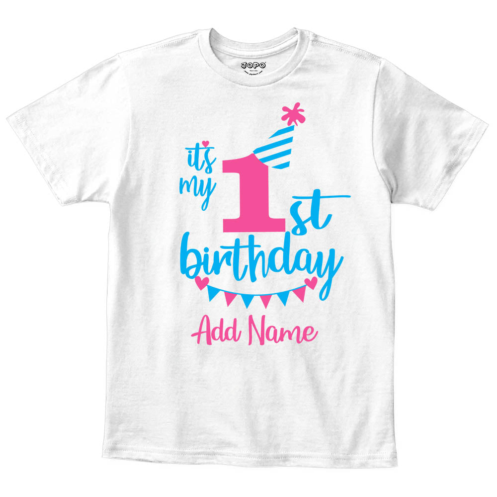 Happy 1st Birthday Custom Name Kids T-Shirt
