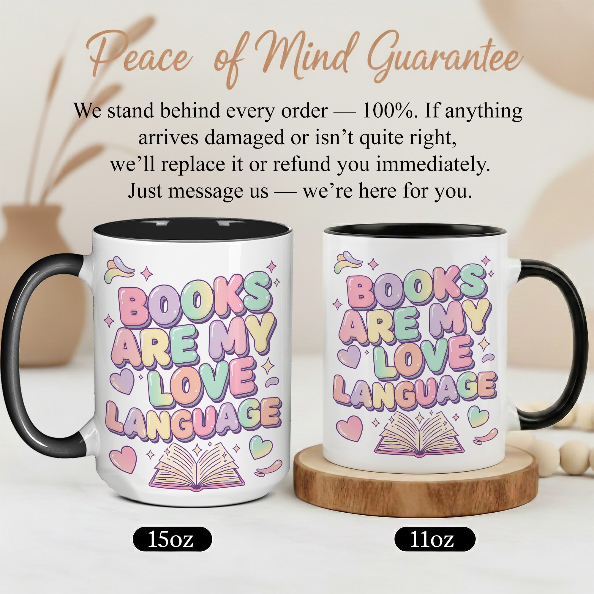 Books Are My Love Language Mug – Cute Book Lover Coffee Cup – Pastel Reader Gift – 11oz 15oz Ri0nger Mug | Mug 155