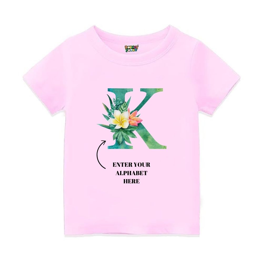 Floral Alphabets Kids Tshirts