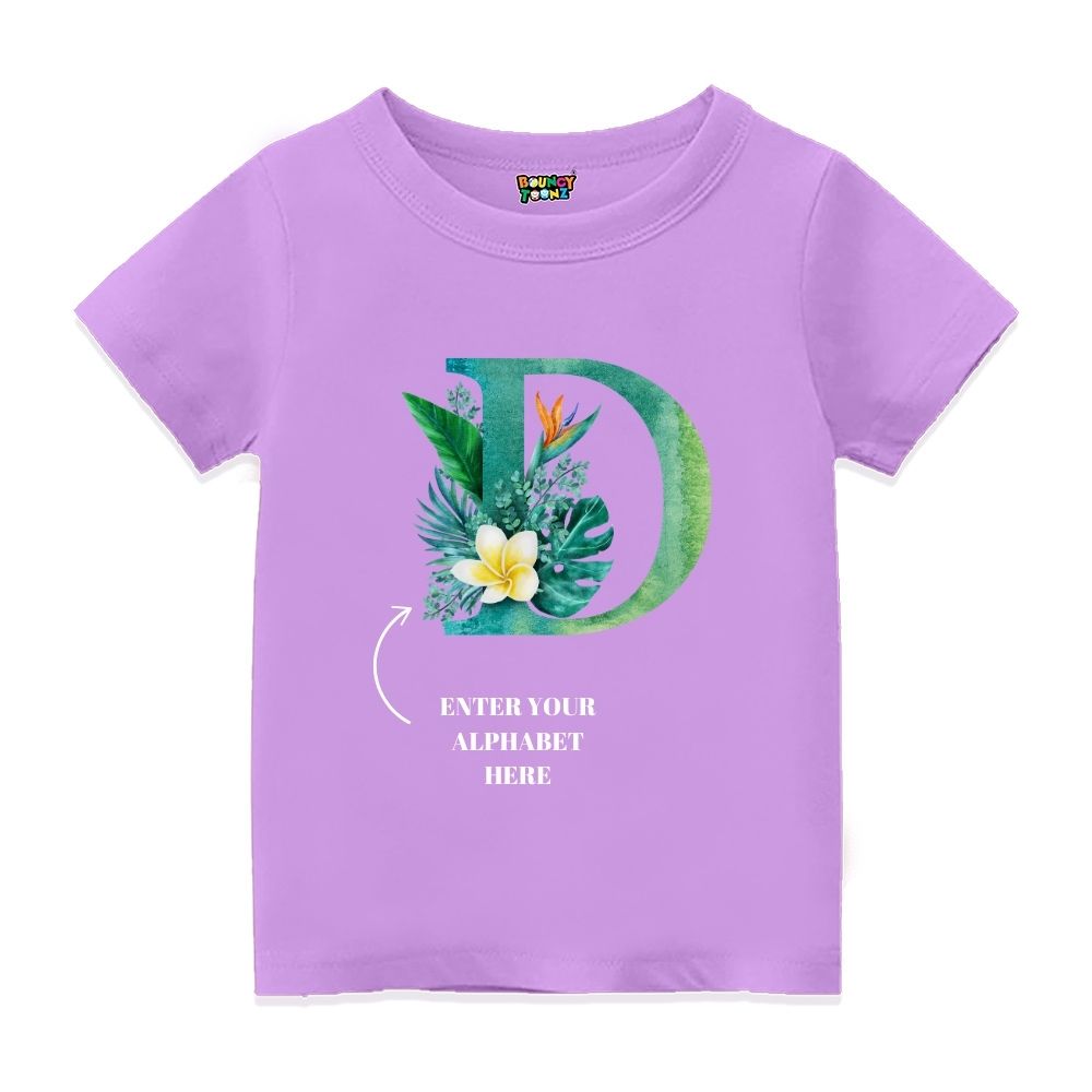 Floral Alphabets Kids Tshirts