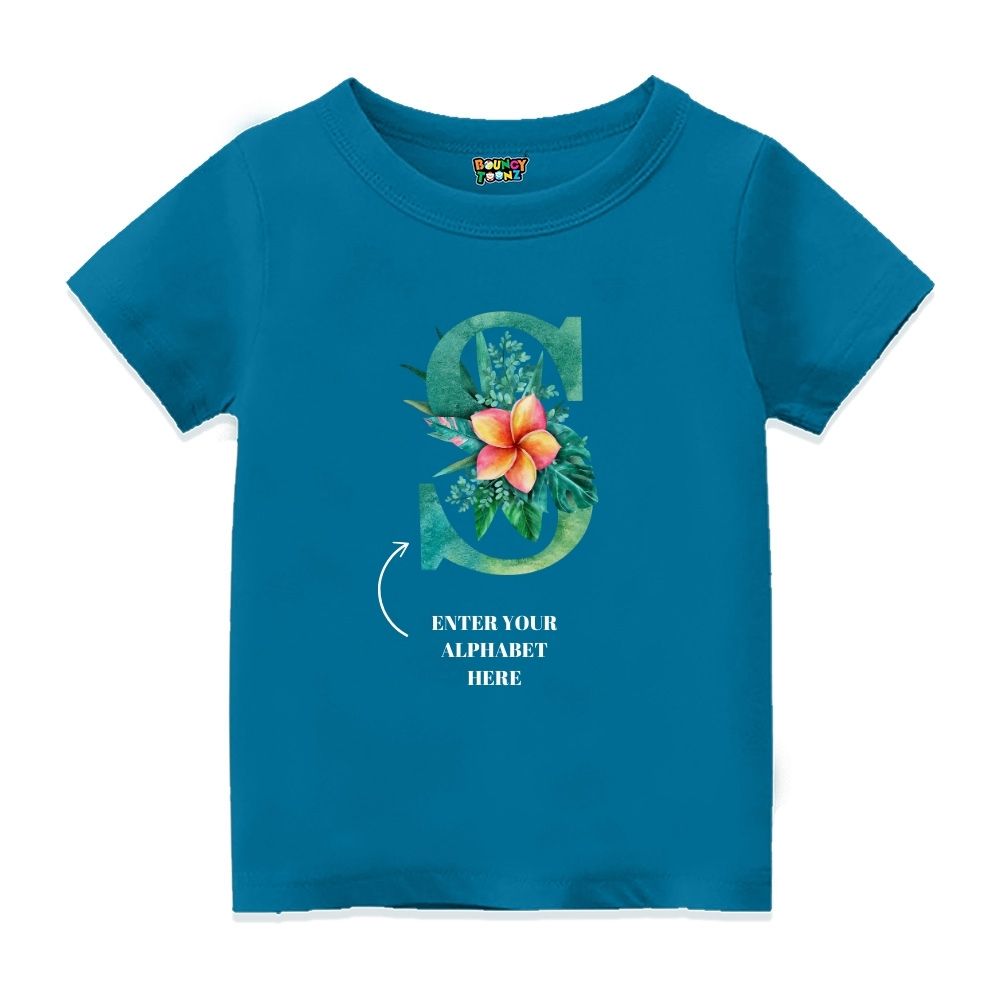 Floral Alphabets Kids Tshirts