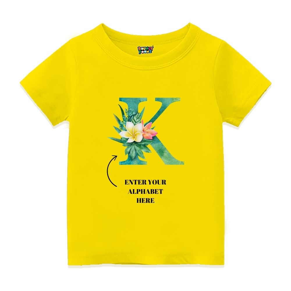 Floral Alphabets Kids Tshirts
