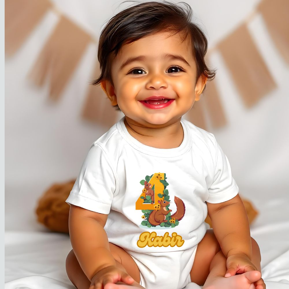 4 Months Of Cuteness : Squirrel Themed Custom Onesies
