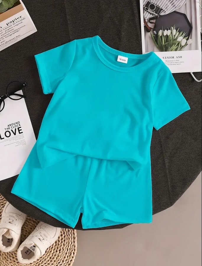Blue Co-ord Tshirt Shorts Set