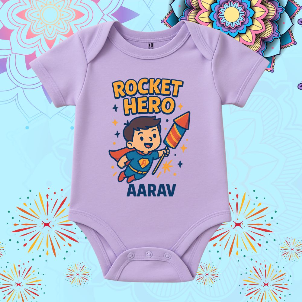 Customizable Superhero Baby Onesie with Name | First Diwali Outfit