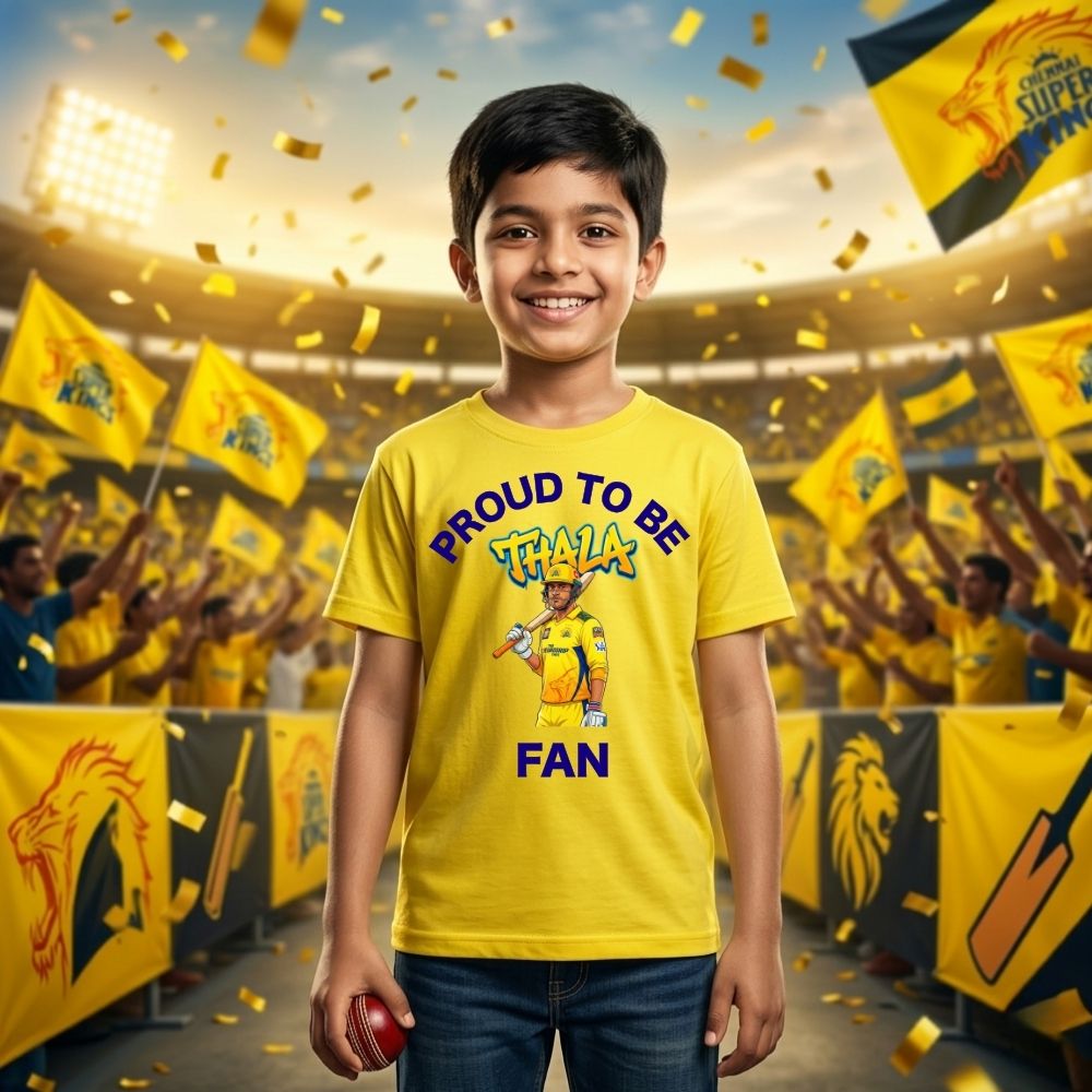 Chennai Super Kings Supporter T-Shirt – CSK IPL Fan Wear for Kids