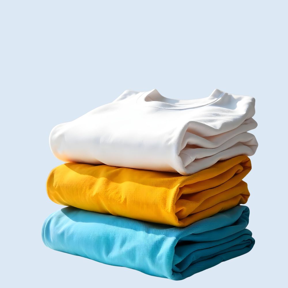 Summer Pop Combo – 3 Plain T-Shirts - White, Mustard & Aqua Blue for Men, Women & Kids