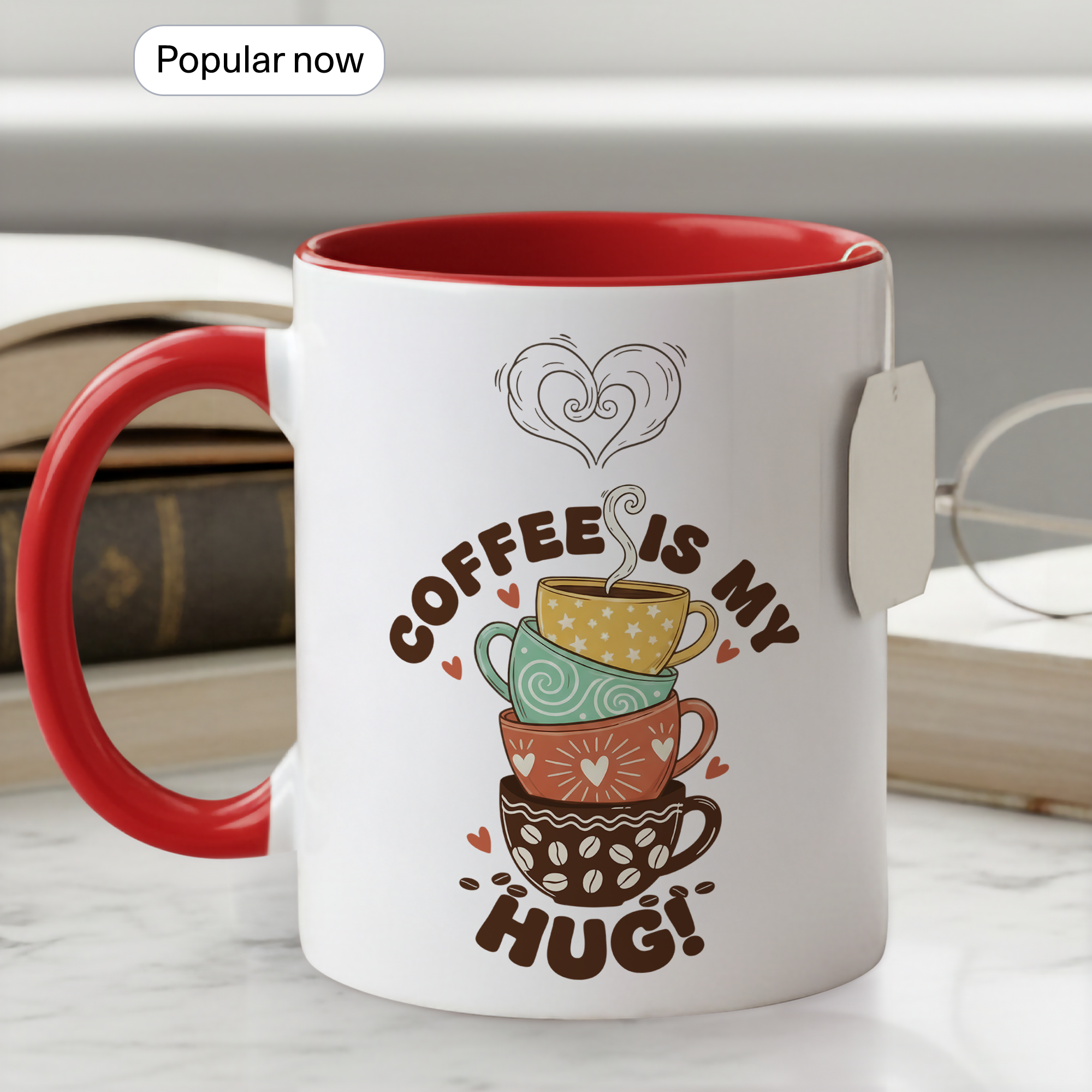 Coffee Is My Hug Mug – Cute Coffee Lover Gift – Cozy Aesthetic Coffee Cup – 11oz 15oz Ringer Mug |Mug 122