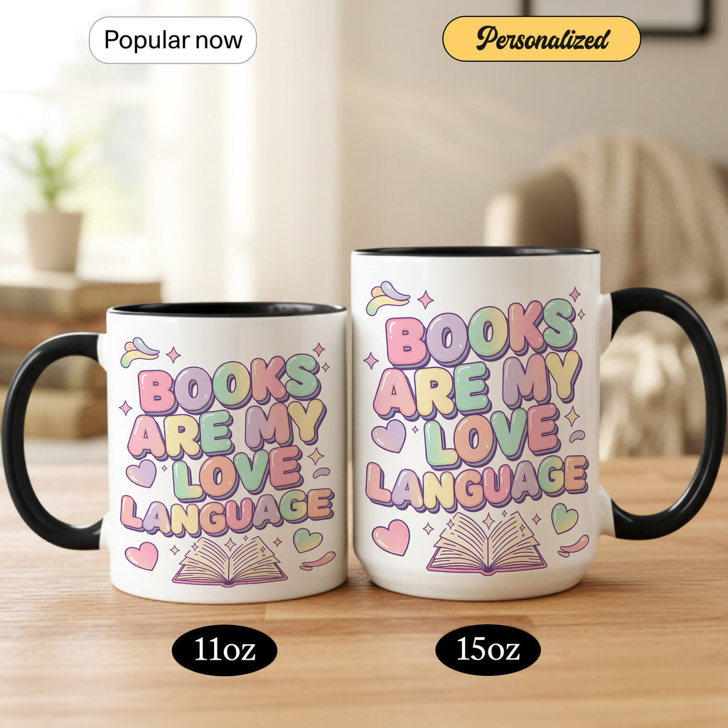 Books Are My Love Language Mug – Cute Book Lover Coffee Cup – Pastel Reader Gift – 11oz 15oz Ri0nger Mug | Mug 155