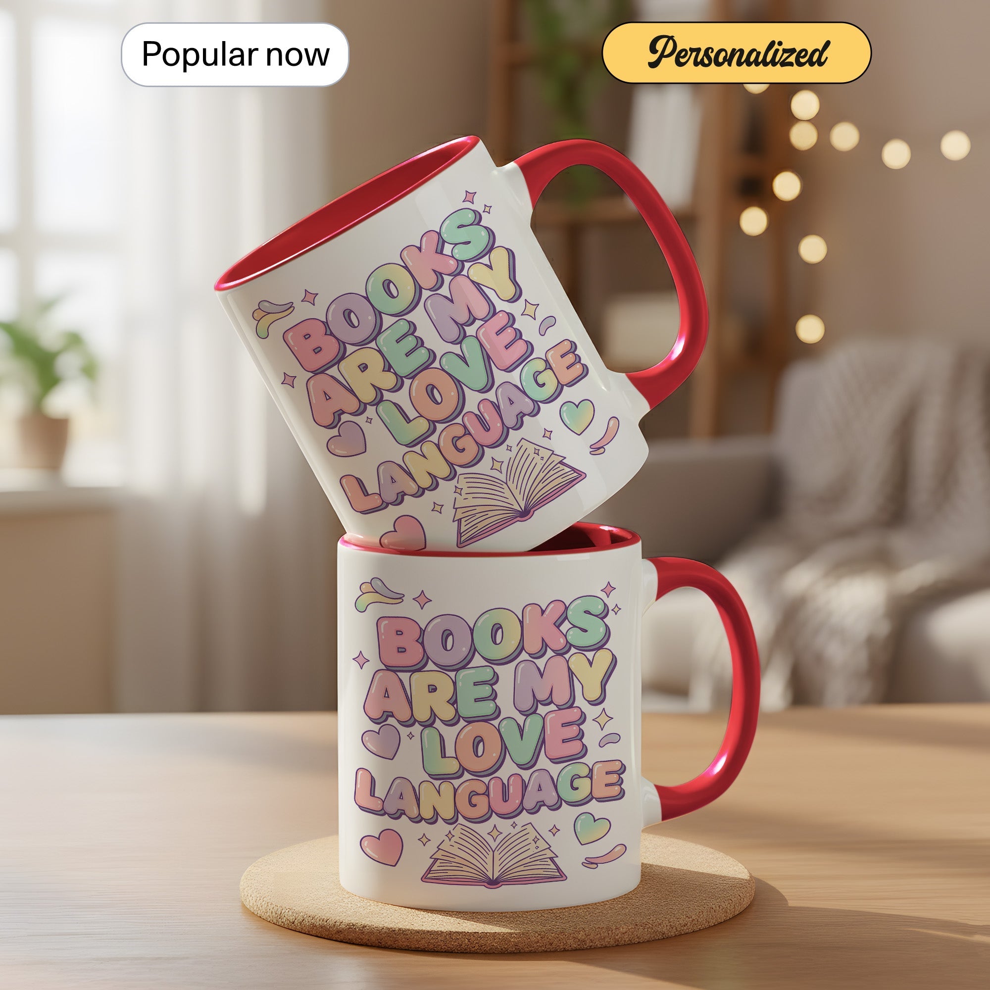 Books Are My Love Language Mug – Cute Book Lover Coffee Cup – Pastel Reader Gift – 11oz 15oz Ri0nger Mug | Mug 155