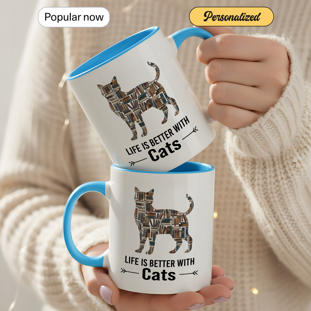 All I Need Is Coffee and Cats Mug – Cat Lover Coffee Cup – Funny Cat Mom Gift – 11oz 15oz Ringer Mug |Mug 142