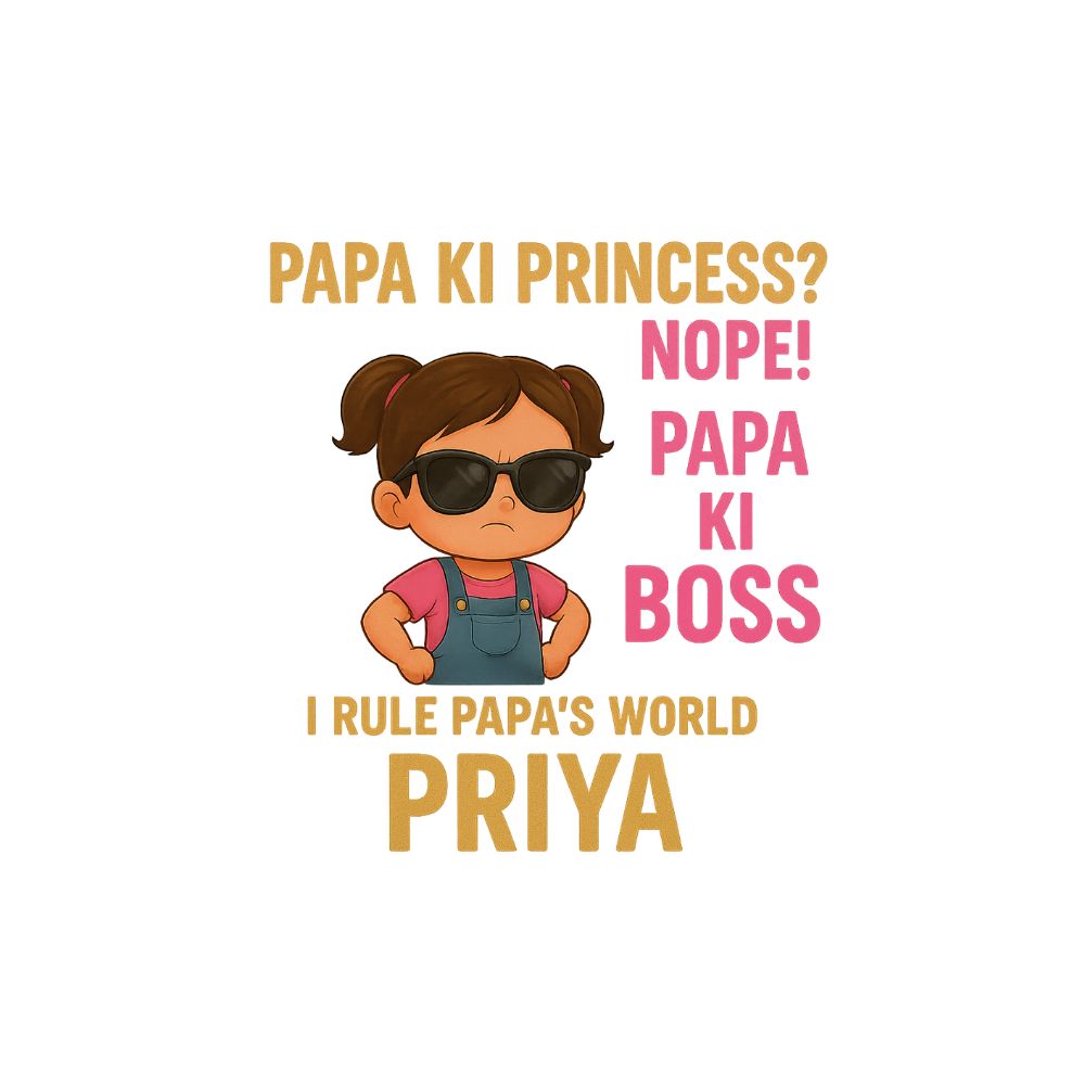 Papa Ki Boss Custom Kids T-Shirt – Personalized Name Tee for Girls