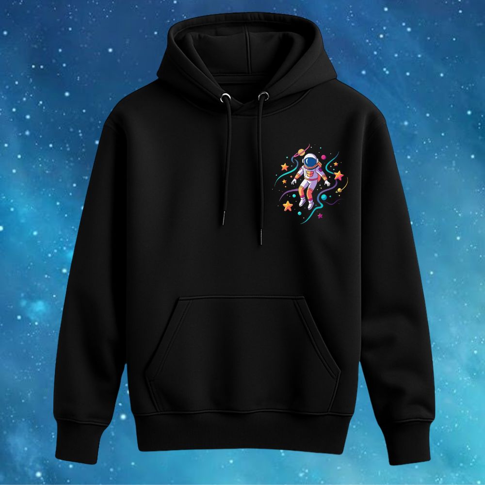 Kids' Space Adventure Hoodie | Cozy Black with Astronaut Design