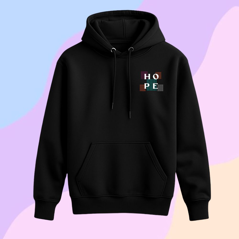 Kids Black Hoodie Hope Printed | Trendy Black Winter Outfit for Kids