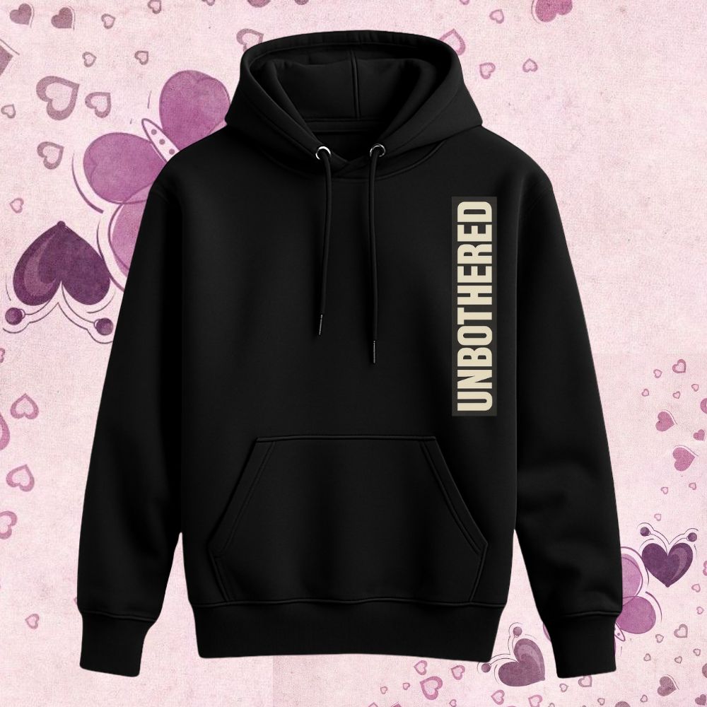Unbothered Printed Black Hoodie | Trendy Winter Outfit for Kids