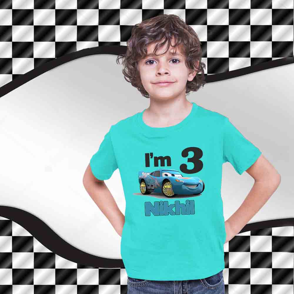 Modern Race Car Theme Customised Birthday Tshirts