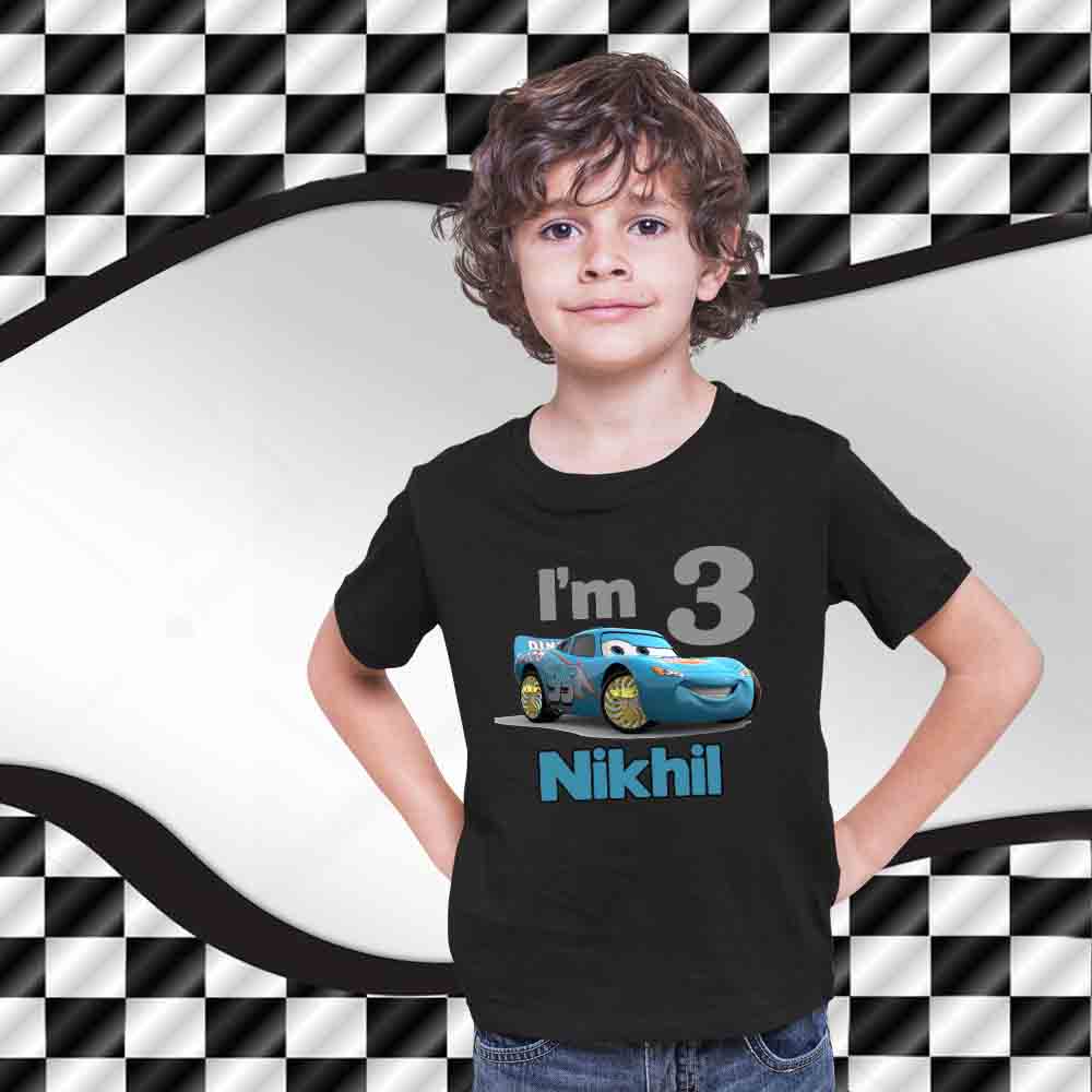 Modern Race Car Theme Customised Birthday Tshirts
