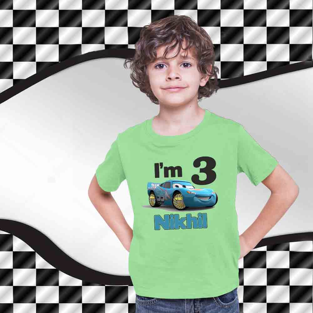 Modern Race Car Theme Customised Birthday Tshirts