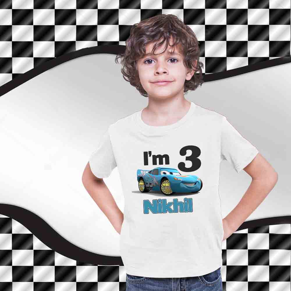 Modern Race Car Theme Customised Birthday Tshirts