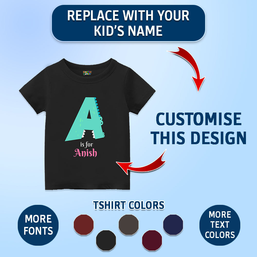Personalised Alphabet A Tshirt for Kids