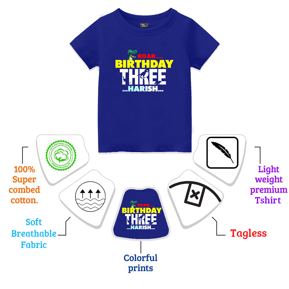 Dino Themed Name/Age Personalised Theme Tshirts for Kids