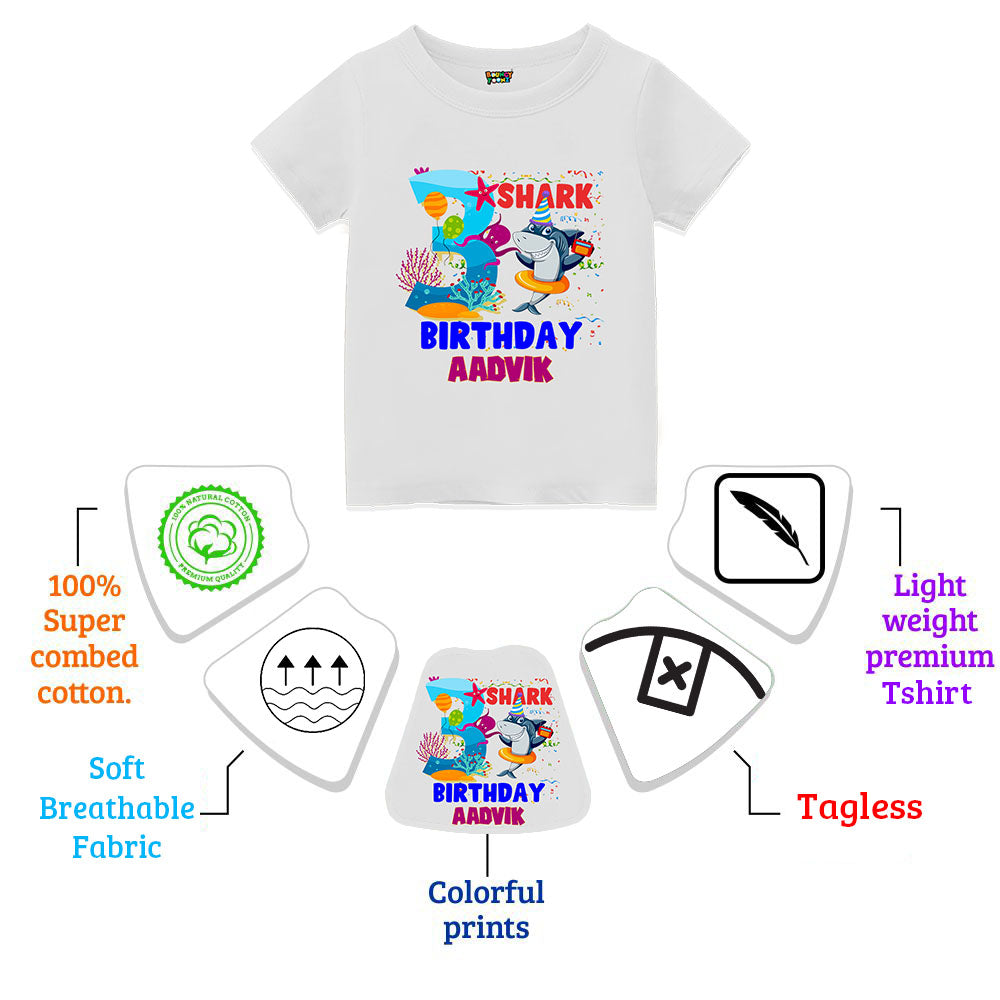 Shark Themed Name/Age Personalised Theme Tshirts for Kids