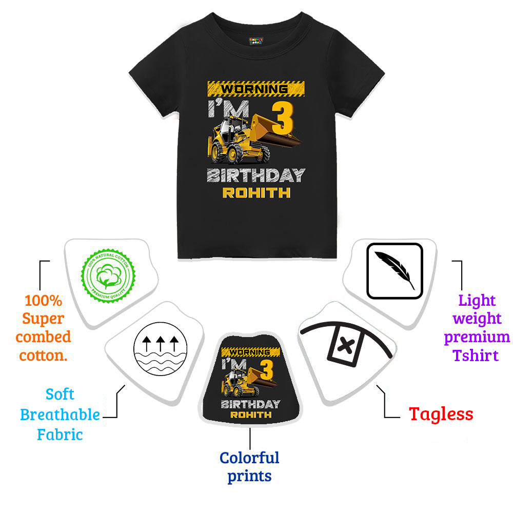 Construction Theme Tshirts for Kids - Customisable