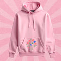 Kids Floral Pocket Hoodie | Winter Outfit in Cute Pink with Flower Print for Girls