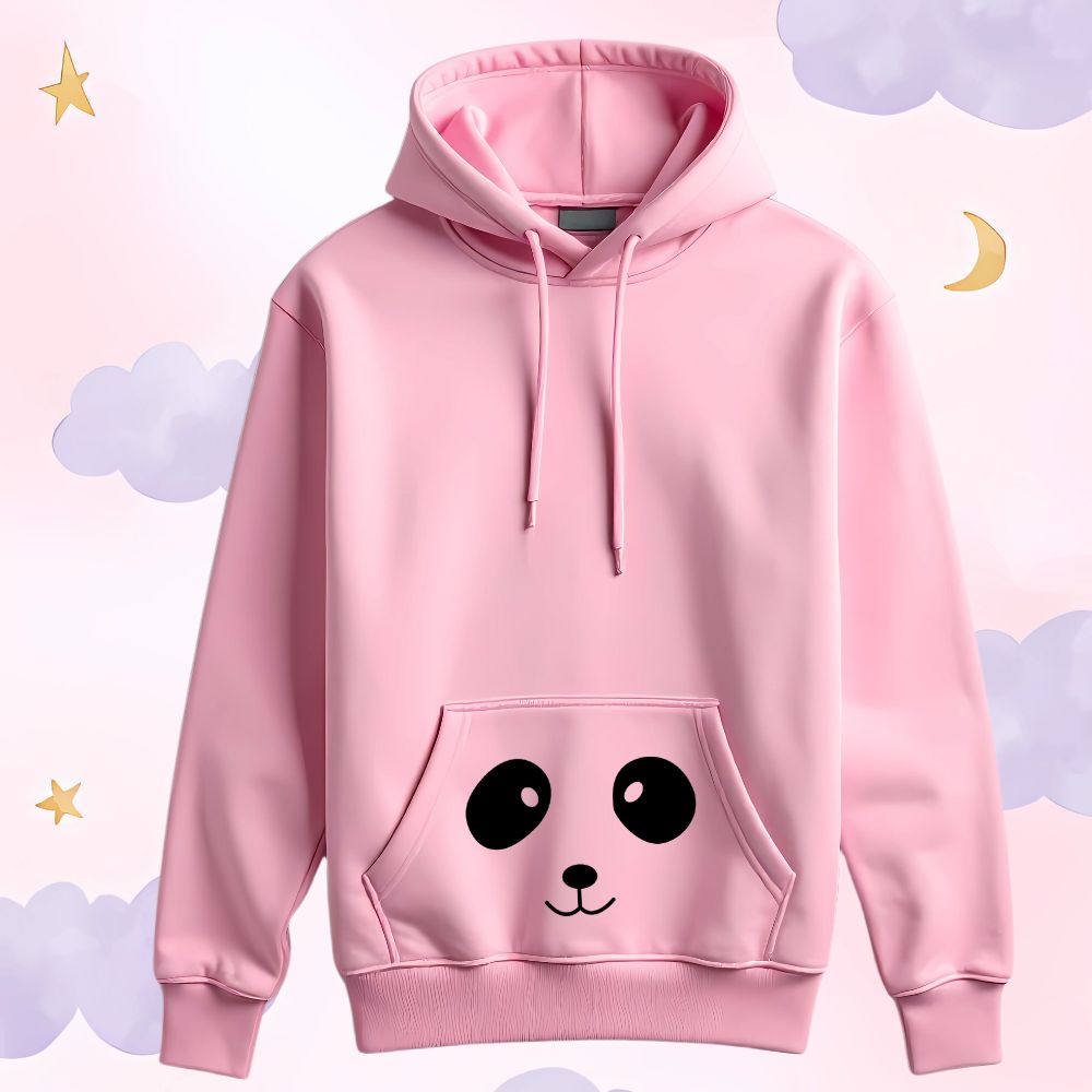Cute Pink Panda Face Hoodie | Cozy Kawaii Winter fun Costume for Kids