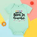Kings Are Born in November – Custom Month Mint Green Baby Romper
