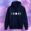 Kids' Moon Phases Hoodie | Minimalist Celestial Outfit in Navy Blue