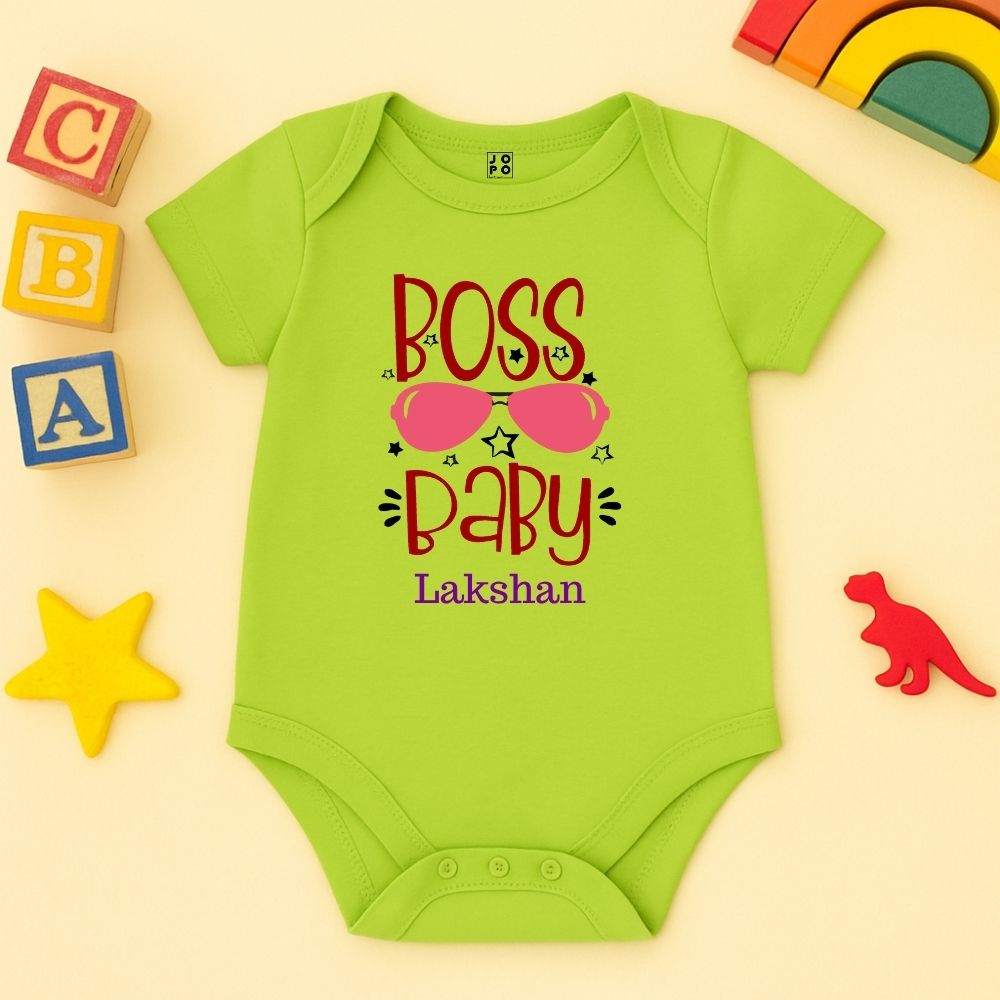 Boss Baby On Duty - Neon Green Personalized Romper