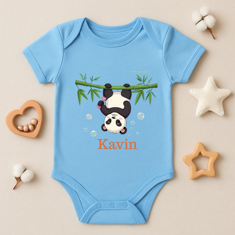 Adorable Panda Jungle Theme Babywear - Cute Hanging Panda Romper