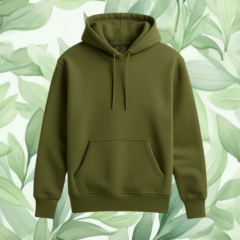 Kids' Classic Plain Hoodie | Olive Green Winter Outfit