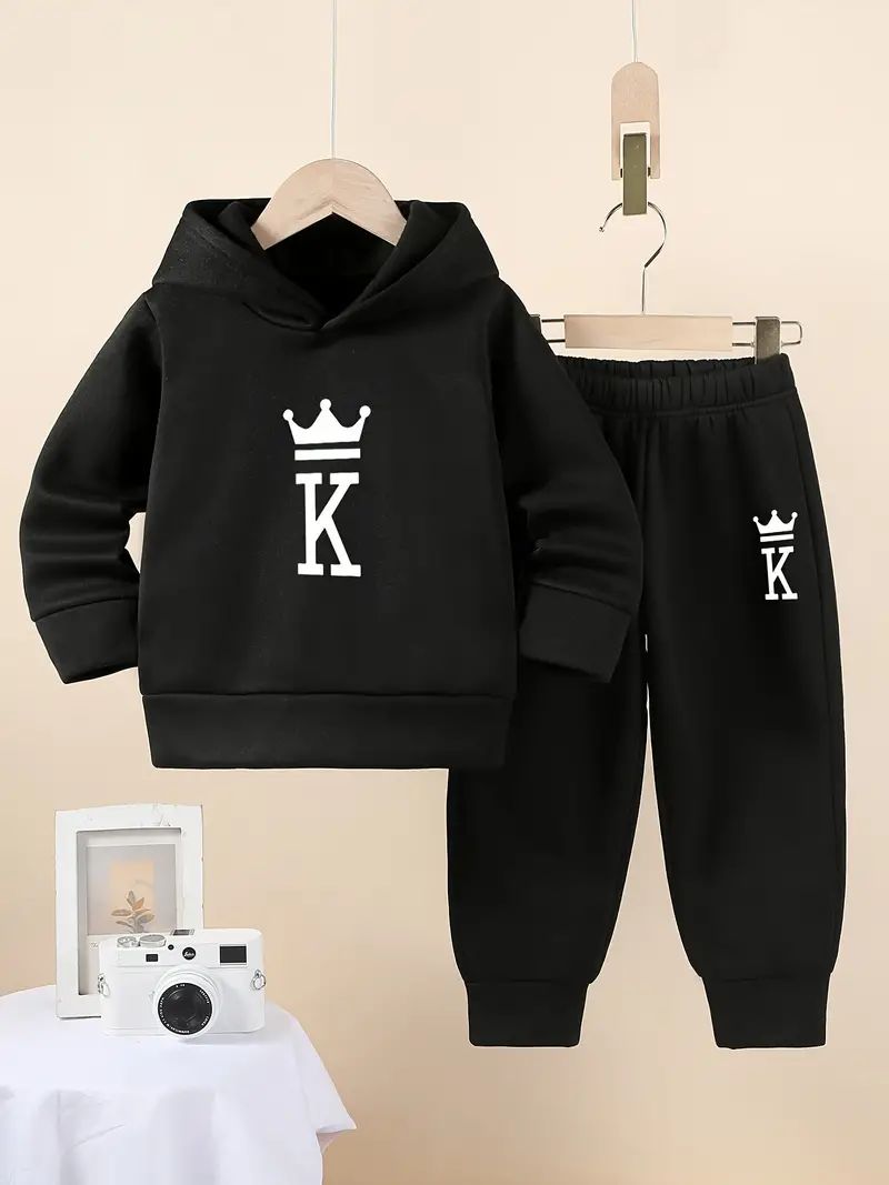 King K Printed Sweatshirt and Pant Combo Set