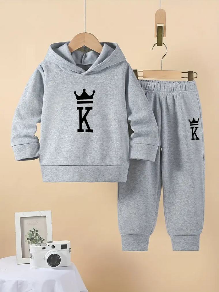 King K Printed Sweatshirt and Pant Combo Set