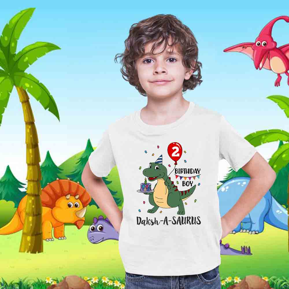 Dinosaurus Theme Customised Birthday Boy Tshirt