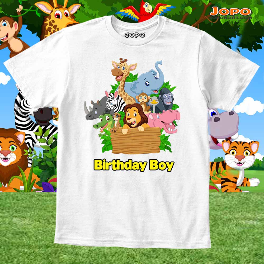 Jungle Theme Birthday T-Shirt for Boy