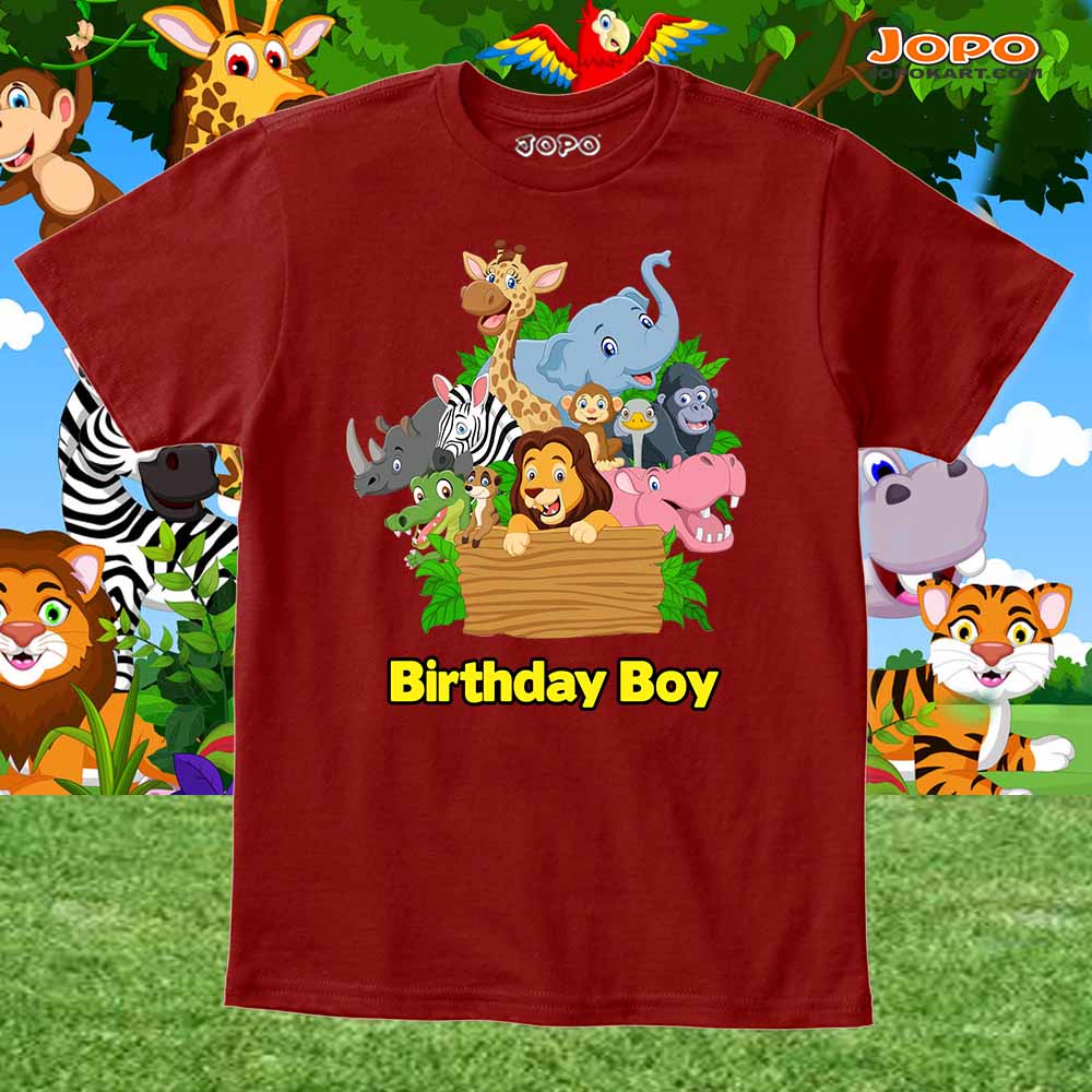 Jungle Theme Birthday T-Shirt for Boy