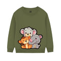 Jungle Animal Theme Sweatshirt - Olive Green